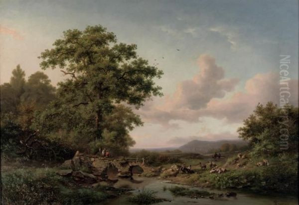 Figures By A Stream On A Summer's Day - view 1