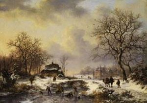 Eisvergnugen In Einer Winterlandschaft
