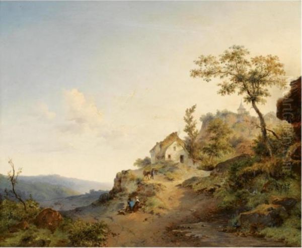 Travellers In A Mountainous Landscape - view 1