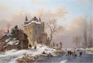 Winter Scene Near Delft by Frederik Marianus Kruseman