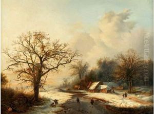 Paysage D'hiver Aux Patineurs