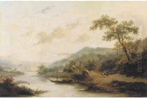 Ferry Crossing In A Hilly Landscape