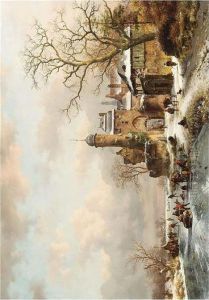 A Winter Landscape With Ice Amusements Near A Town Gate