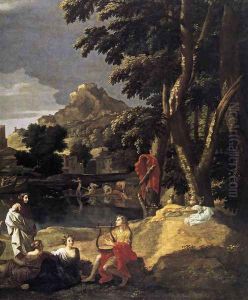 Landscape with Orpheus and Euridice (detail) 1648 by Nicolas Poussin