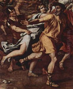The Rape of the Sabine women, detail by Nicolas Poussin
