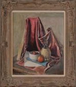 Still Life With Purple Drape And Chianti Bottle Still Life With Purple Drape And Chianti Bottle