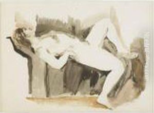 Reclining Nude On Striped Blanket Reclining Nude On Striped Blanket