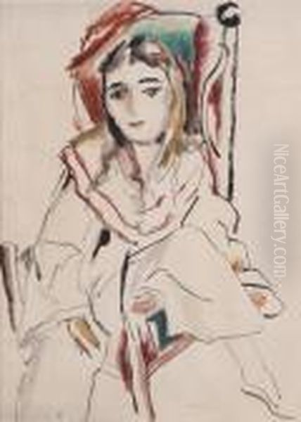 Seated Girl In A White Pierrot Costume - view 1