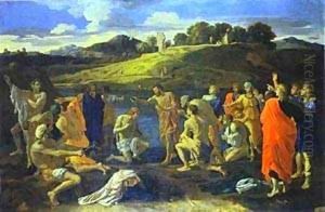The Baptism Of Christ 1647 by Nicolas Poussin
