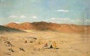Wustenlandschaft Mit Beduinen (kairo) by Wilhelm Kuhnert