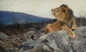 A Lion On The Rocks by Wilhelm Kuhnert