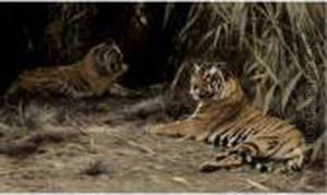 In The Jungle -- Tigers by Wilhelm Kuhnert