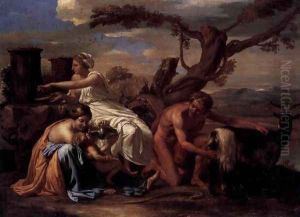 The Infant Jupiter Nurtured by the Goat Amalthea by Nicolas Poussin