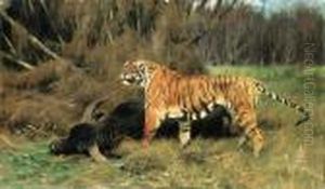 A Tiger With Its Prey by Wilhelm Kuhnert