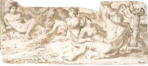 Bacchus with nymphs and putti by Nicolas Poussin