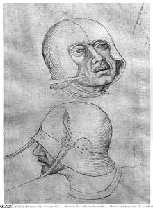 Two heads of soldiers wearing helmets, from the The Vallardi Album
