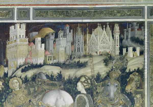 St. George and the Princess of Trebizond, detail of the city in the background, c.1433-38 - view 1