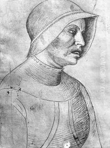Soldier wearing a helmet, from the The Vallardi Album by Antonio Pisano (Pisanello)