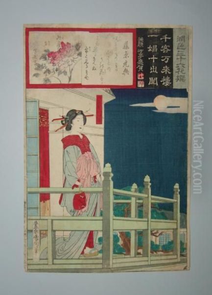 Une Jeune Femme Contemple La Lune - view 1