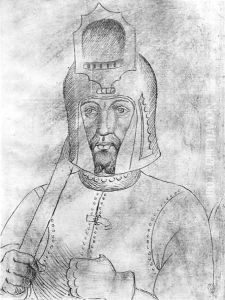 Soldier wearing a visored helmet, from the The Vallardi Album 2 by Antonio Pisano (Pisanello)
