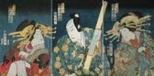 Aktorzy Kabuki-tryptyk by Toyohara Kunichika