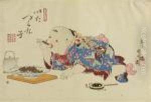 Toddlers During The Day by Toyohara Kunichika
