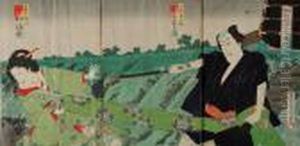 Kobieta I Samuraj by Toyohara Kunichika