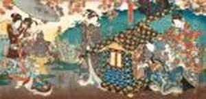 Ksiaze Hikaru (genji ) Przed Palankinem by Gototei Kunisada