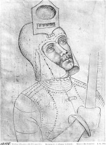 Soldier wearing a visored helmet, from the The Vallardi Album by Antonio Pisano (Pisanello)