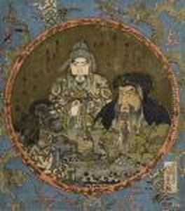The Three Chinese Heroes Taking Their Oath Of Loyalty by Gototei Kunisada