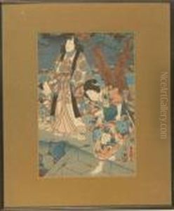Figural Night Scenes by Gototei Kunisada