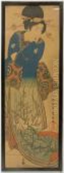 Depicting A Woman In A Cherry-blossom Kimono - view 1
