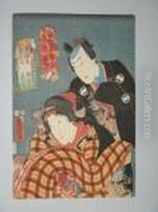 Une Femme Et Un Homme En Buste by Gototei Kunisada