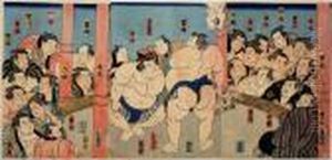 Sumo by Gototei Kunisada