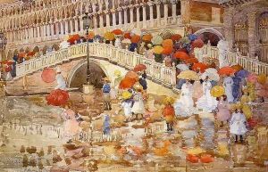 Umbrellas In The Rain by Maurice Brazil Prendergast