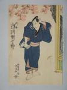 L'acteur Ichikawa Danjuro En Kimono Bleu by Gototei Kunisada