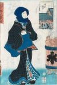 Kvinnoportratt by Gototei Kunisada