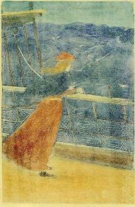 Woman On Ship Deck Looking Out To Sea Aka Girl At Ships Rail by Maurice Brazil Prendergast