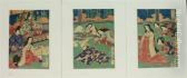 Triptych - Geishas In Interior - view 1