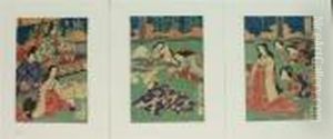 Triptych - Geishas In Interior