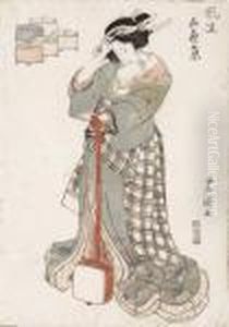 Geisha Mit Shamisen. by Gototei Kunisada