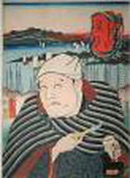 Utagawa Signe Toyokuni Ga.
Publie Par Izutsuya Shokichi. Date 1852. Estampe Tiree De La Serie
Tokaido Gojusan - Tsugi No Uchi . Representant L'acteur Nakayama Bungoro
Ii Dans Le Role De Yajirobei - view 1