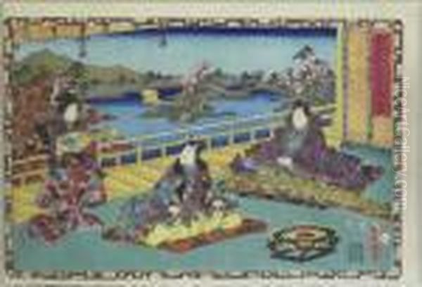 Prinz Genji Lauscht Einem Konzert Von Biwa Und Koto. Japan - view 1
