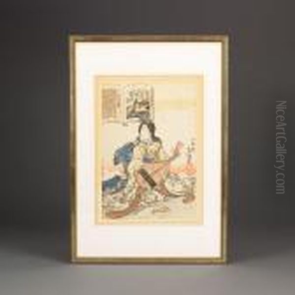 Woman With Biwa - view 1