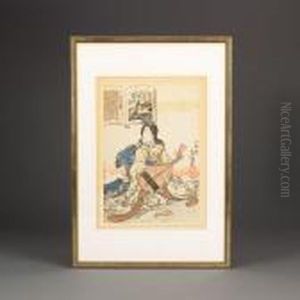 Woman With Biwa by Gototei Kunisada