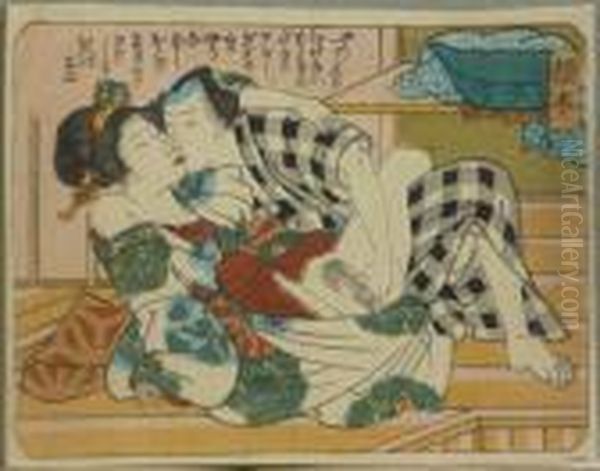 Kunisada, Utagawa Zugeschrieben. Liebespaar Im Badehaus, Japan, Um 1840 - view 1
