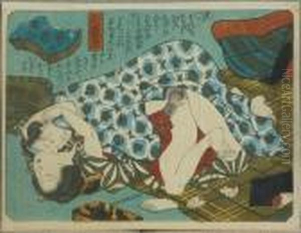 Kunisada, Utagawa Zugeschrieben. Liebespaar Im Teehaus, Japan, Um 1840 - view 1