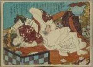Kunisada, Utagawa Zugeschrieben.
Prinz Genji Mit Einer Hofdame Im Teehaus, Japan, Um 1840 by Gototei Kunisada