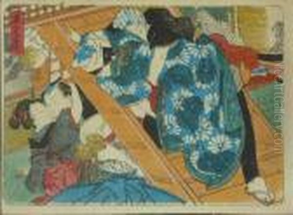 Kunisada, Utagawa Zugeschrieben. Zwei Liebespaare Im Gasthaus Toya, Japan, Um 1845 - view 1