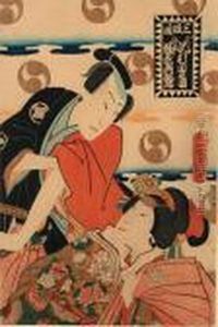 W Teatrze Kabuki- Sandan - Me, Akt Iii, 1862 R. by Gototei Kunisada